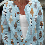 Charlotte™ | Cardigan Imprimé Chat Douillet