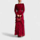 Fallon - Robe longue slim fit avec des volants tridimensionnels