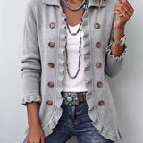 Elowen | Veste à volants en tricot côtelé gris chiné