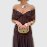 Béatrice | Robe longue verte à décolleté en V