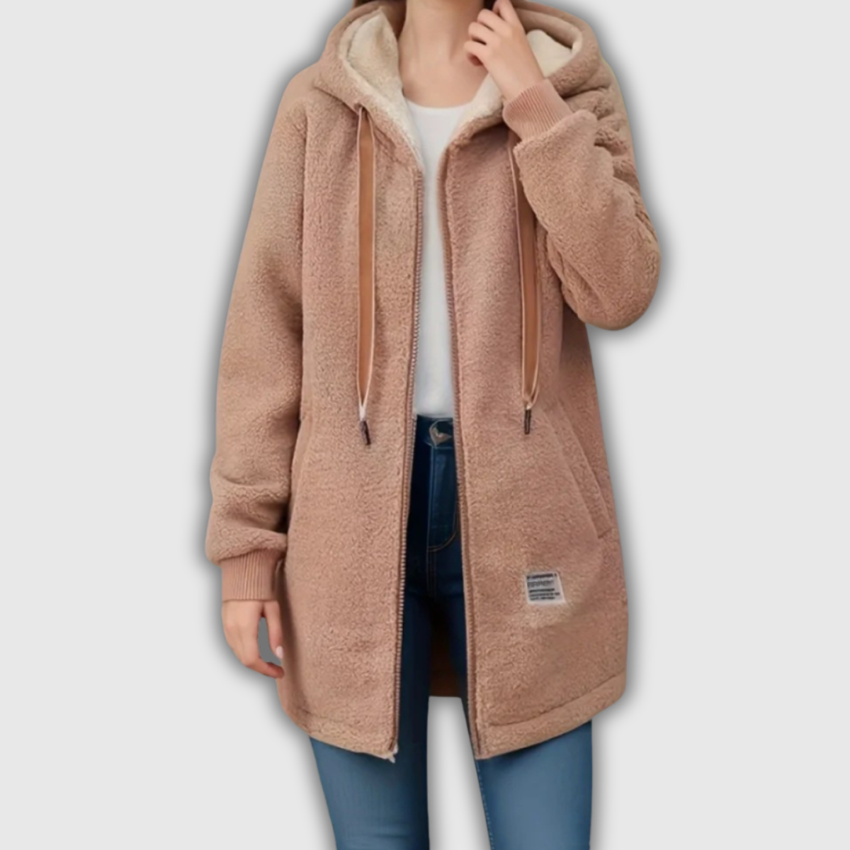 Sylvie | Veste teddy à capuche douillette