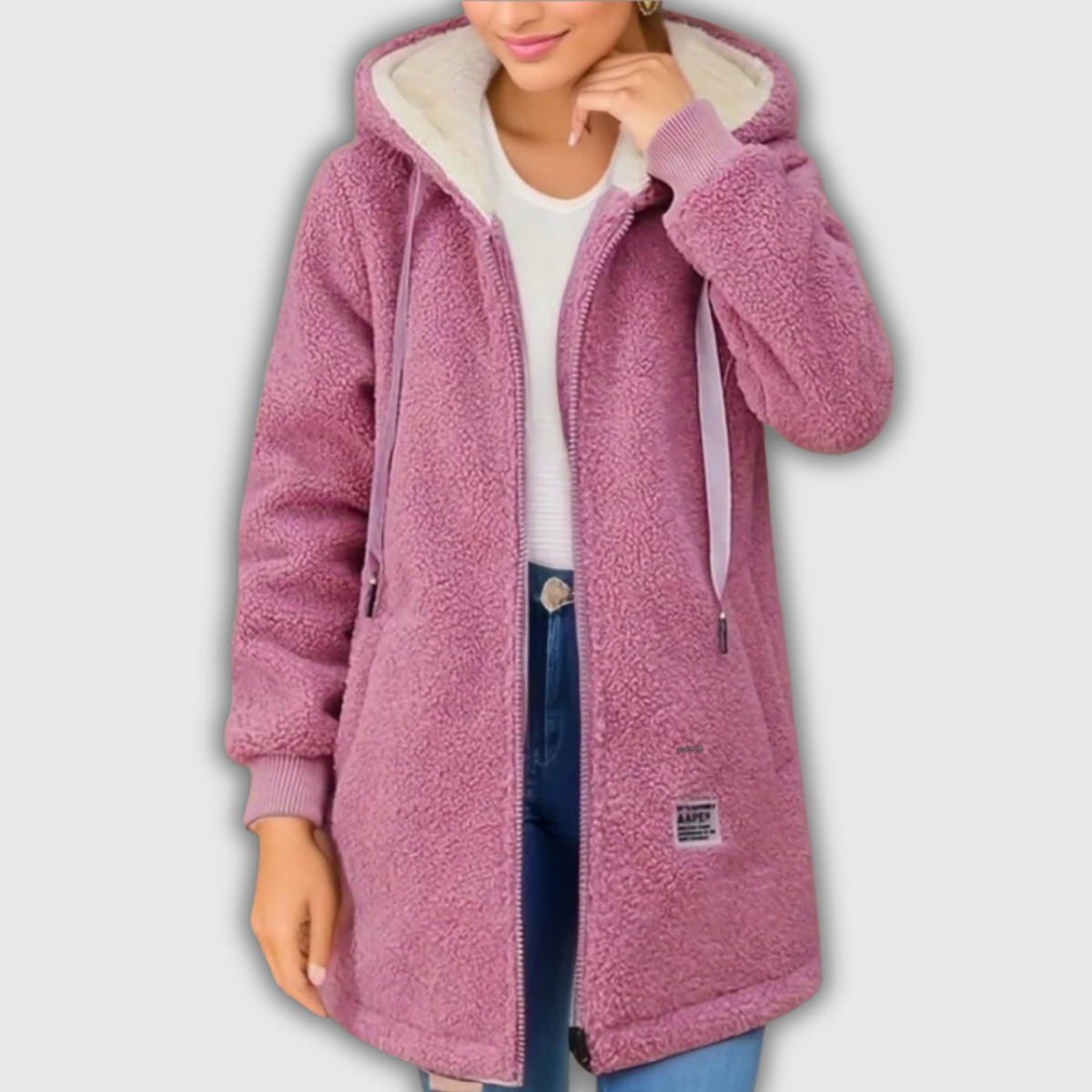 Sylvie | Veste teddy à capuche douillette