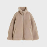 Colette | Veste teddy beige à fermeture éclair