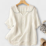 Bethli™ | Chemise en lin avec col Claudine