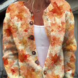 Fabienne | Cardigan tricot feuilles d'automne pour Femme