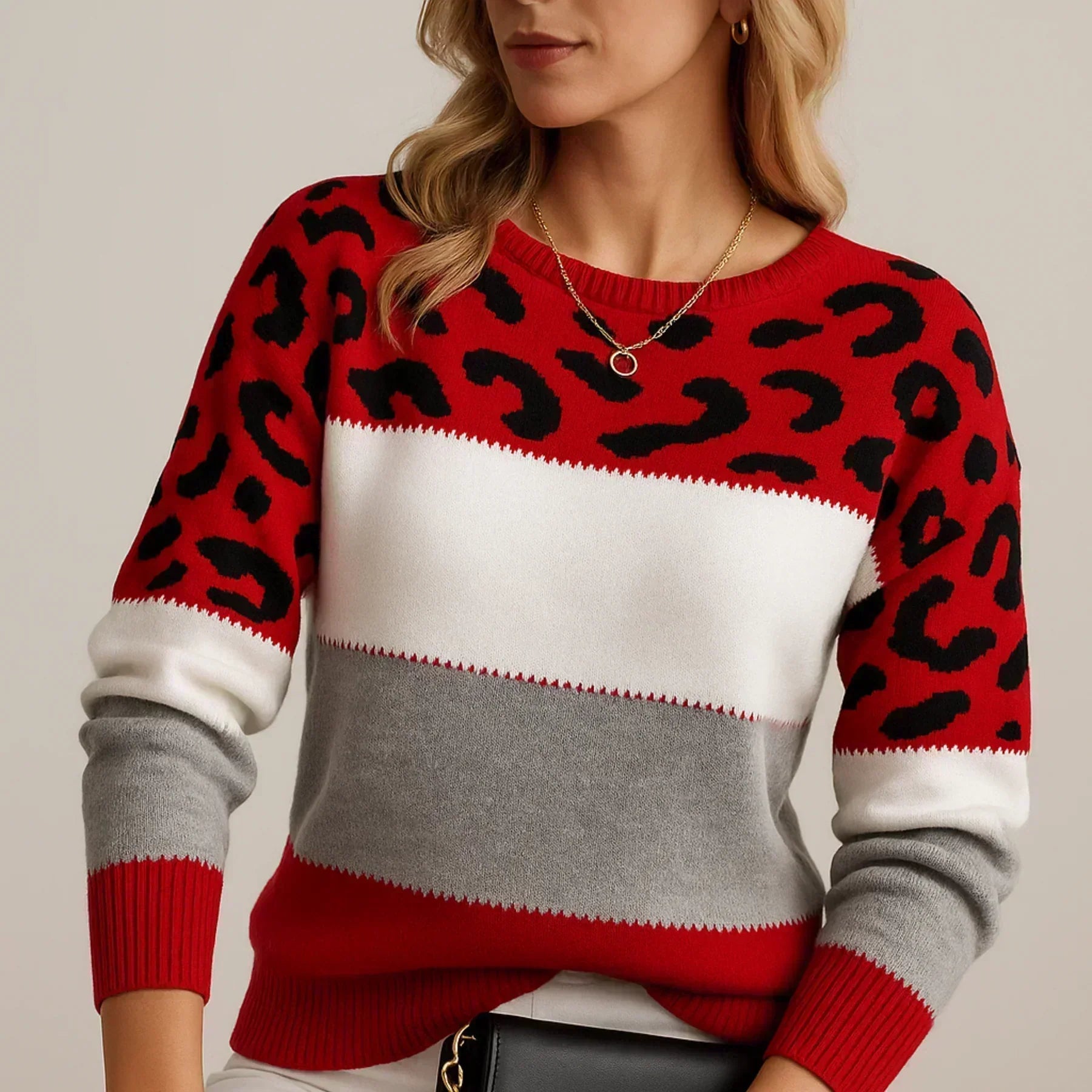 Isabelle | Motif léopard à blocs de couleur Pull