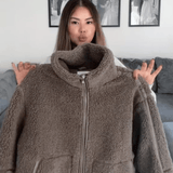 Hélène | Veste teddy oversize crème
