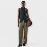 Leah - Top Halter Neck Bleu avec Découpe au Dos