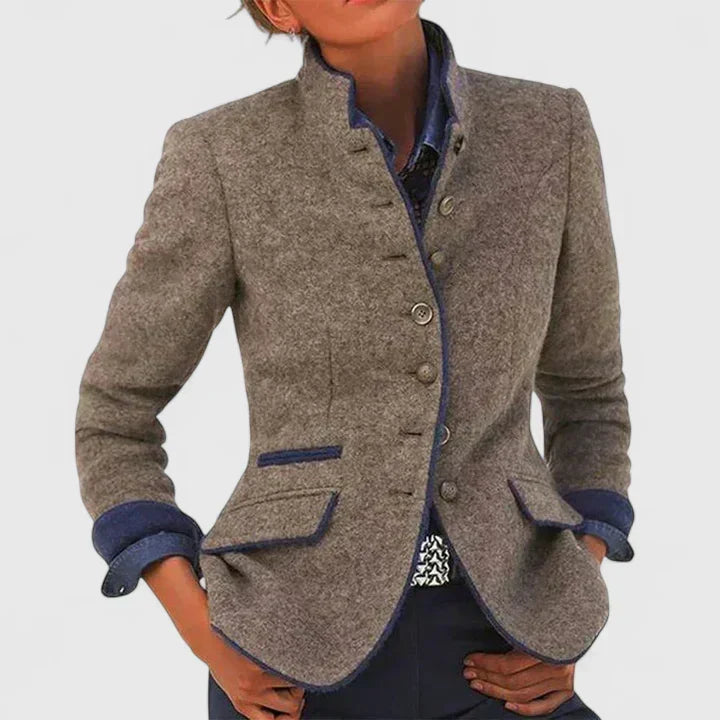 Catherine | Veste à col montant prune