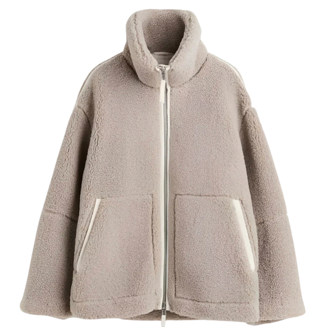 Colette | Veste teddy beige à fermeture éclair