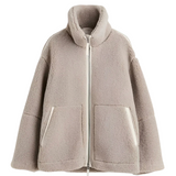 Colette | Veste teddy beige à fermeture éclair