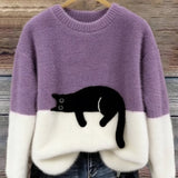 Bonnie™ — Pull Oversize Imprimé Chat