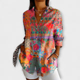 Anna - Chemisier Femme Avec Motif Floral Et Manches Longues