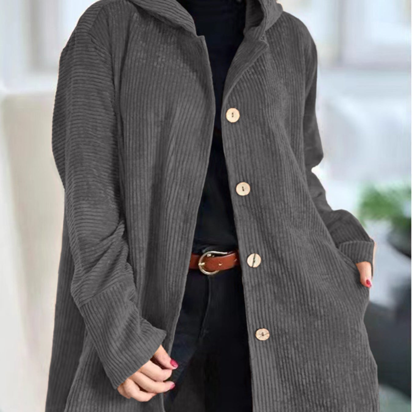 Cordia | Veste en velours côtelé confortable avec capuche