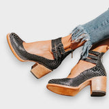 Ortrud | Bottines vintage avec sangle et talon bloc