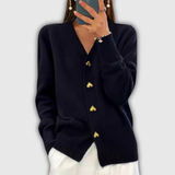 Isabelle | Cardigan à Boutons Cœur Dorés