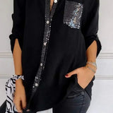 Jasmine | T-shirt élégant à col en V avec des sequins scintillants pour femmes