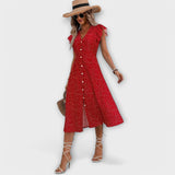 Robe midi à pois chic