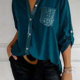 Jasmine | T-shirt élégant à col en V avec des sequins scintillants pour femmes