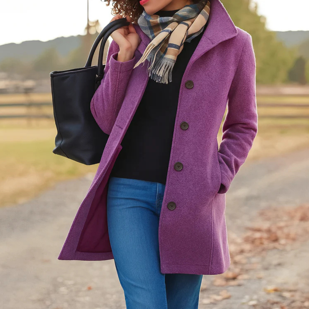 Catherine | Manteau en laine camel boutonné