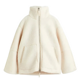 Colette | Veste teddy beige à fermeture éclair