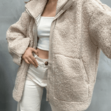 Hélène | Veste teddy oversize crème