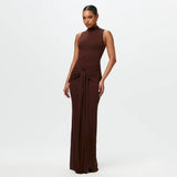 Calista - Robe maxi nouée chic en chiffon fluide