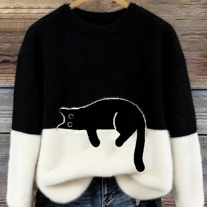 Bonnie™ — Pull Oversize Imprimé Chat
