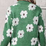 Fabienne | Pull en maille torsadée florale col zippé