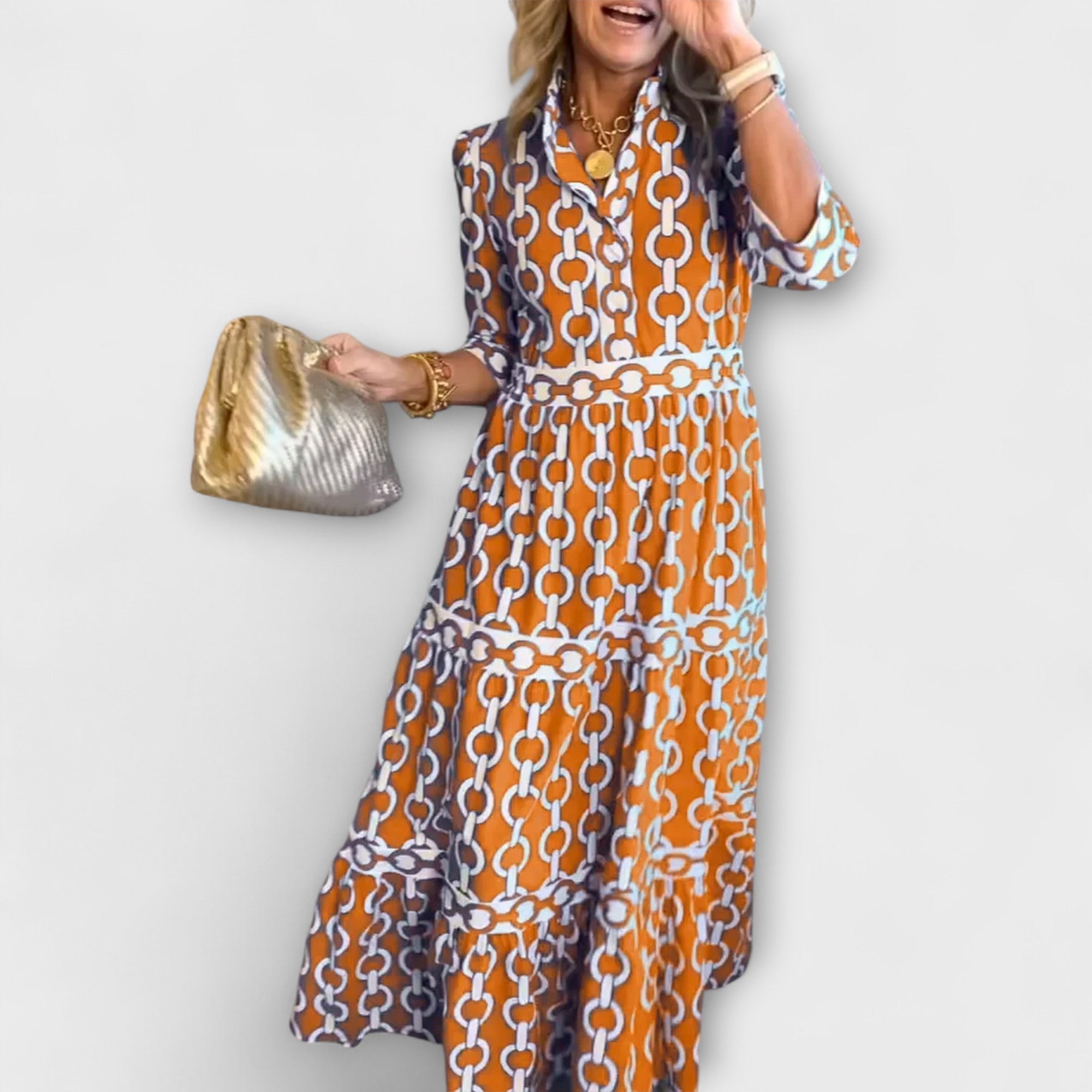 Sofia - Robe Midi avec Détails en Chaîne