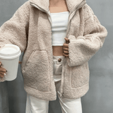 Hélène | Veste teddy oversize crème