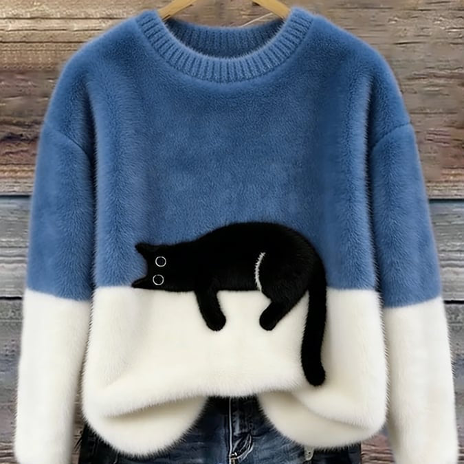 Bonnie™ — Pull Oversize Imprimé Chat