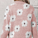 Fabienne | Pull en maille torsadée florale col zippé