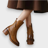 Elke | Bottes en cuir avec zip décoratif