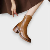Elke | Bottes en cuir avec zip décoratif