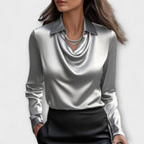 Meli - Blouse brillante avec col froncé