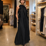 Helene | Robe maxi sans manches en lin avec volants