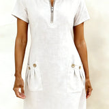 Anneke | Robe en coton avec fermeture éclair