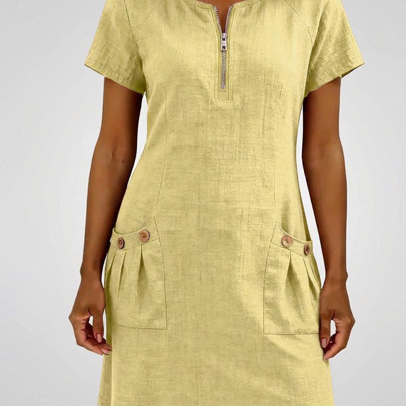 Anneke | Robe en coton avec fermeture éclair