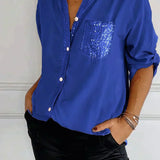 Jasmine | T-shirt élégant à col en V avec des sequins scintillants pour femmes