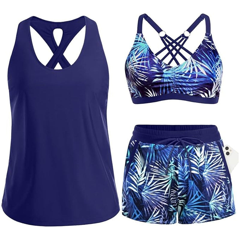 Maren | Ensemble de Tankini-Bikini & Couverture en Trois Pièces