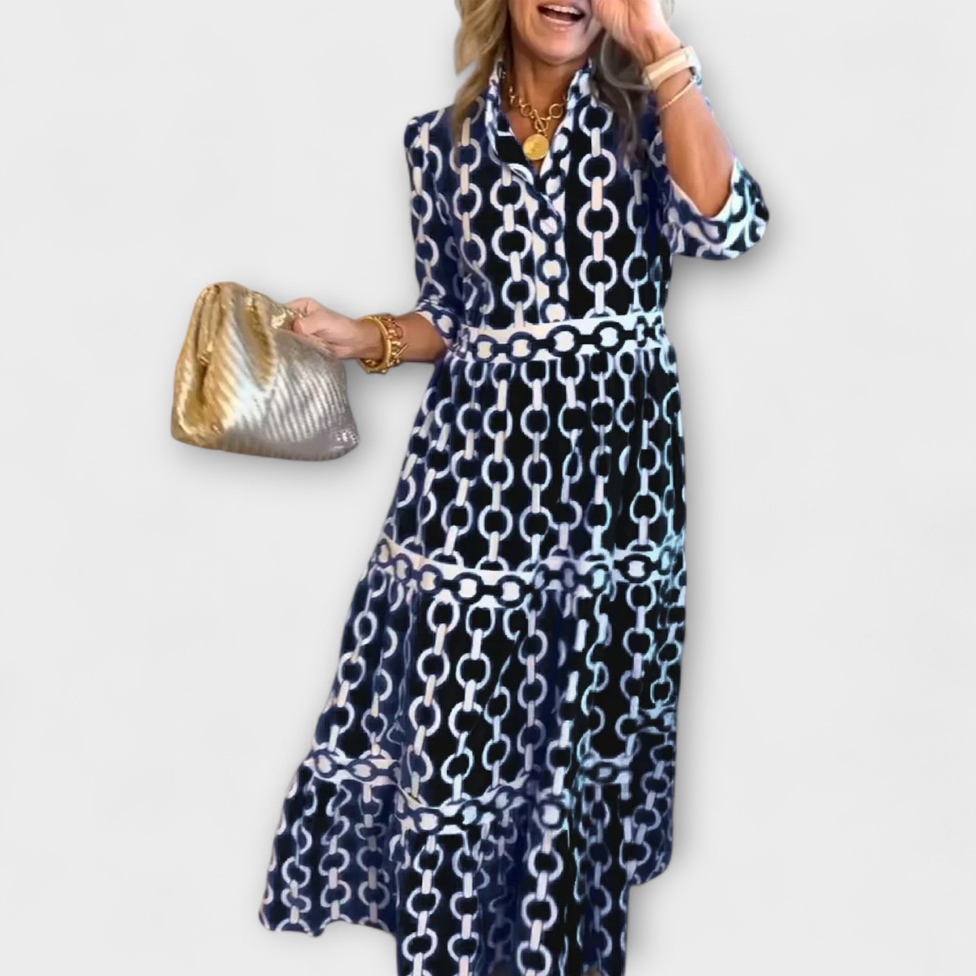 Sofia - Robe Midi avec Détails en Chaîne