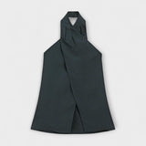 Leah - Top Halter Neck Bleu avec Découpe au Dos