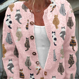 Charlotte™ | Cardigan Imprimé Chat Douillet