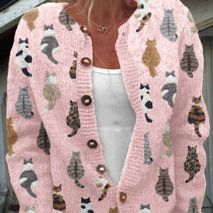 Charlotte™ | Cardigan Imprimé Chat Douillet