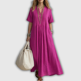 Florence | Robe maxi à plis et encolure V