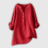 Rosmarie™ | Blouse en lin avec décolleté en V et boutonnière