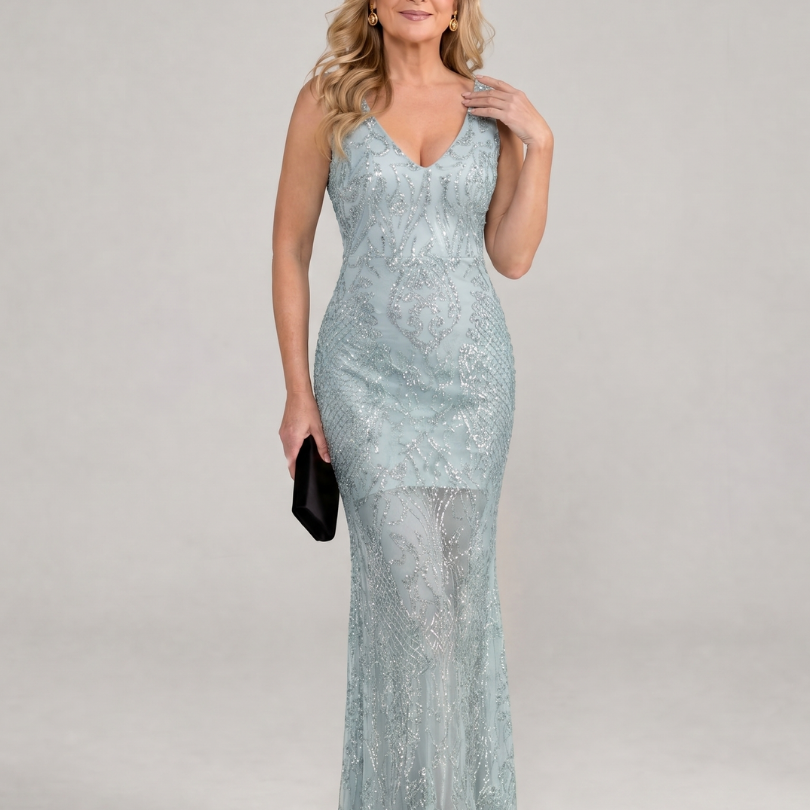 Sirea | Robe midi transparente sans manches avec paillettes