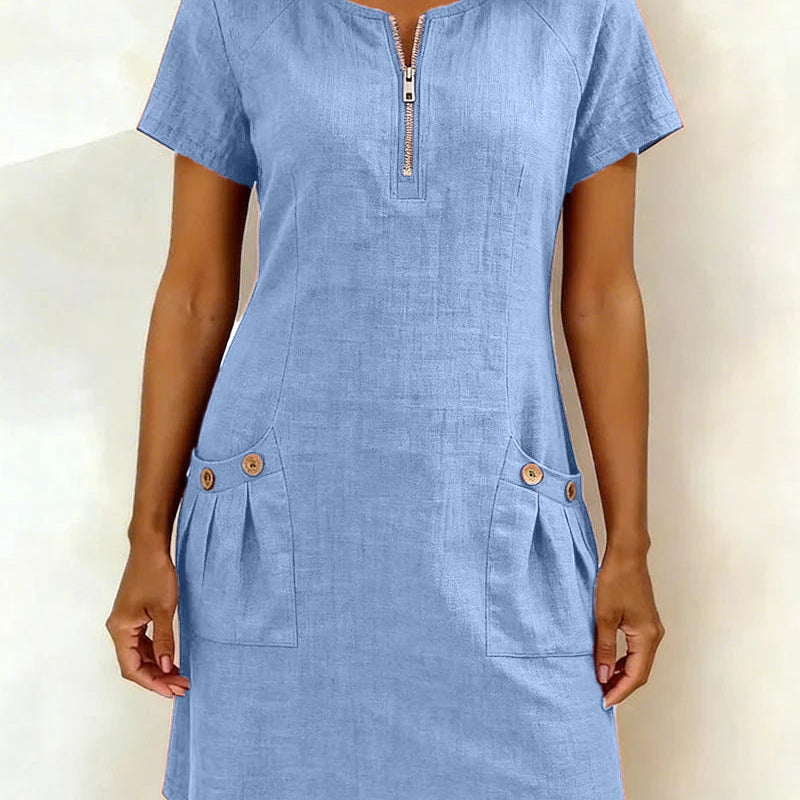 Anneke | Robe en coton avec fermeture éclair