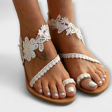 Boho - Sandales confortables avec fleurs et bride de cheville